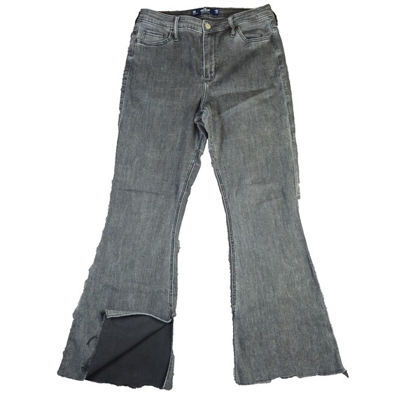 Hollister Jeans Womens 11R 30x31‎ High Rise Flare Distressed Hem Stretch Denim - Picture 1 of 9